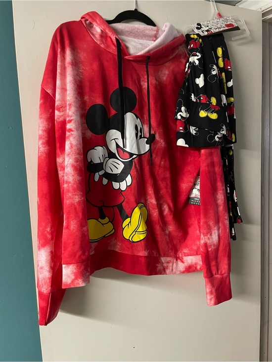 Disney Tops - Disney Red and Black Mickey Mouse Tie-Dye Hoodie and legging set BNWT